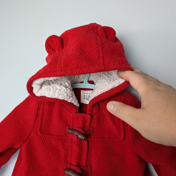 GAP Baby Girl Coat Red Color Size 0-6 Months Super Cute ! - Picture 2 of 6